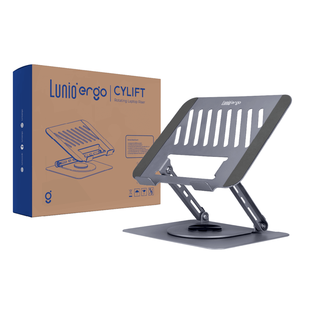 แท่นวางโน๊ตบุ๊ค LUNIO ERGO CYLIFT ROTATING LAPTOP RISER GRAY สีเทา_0